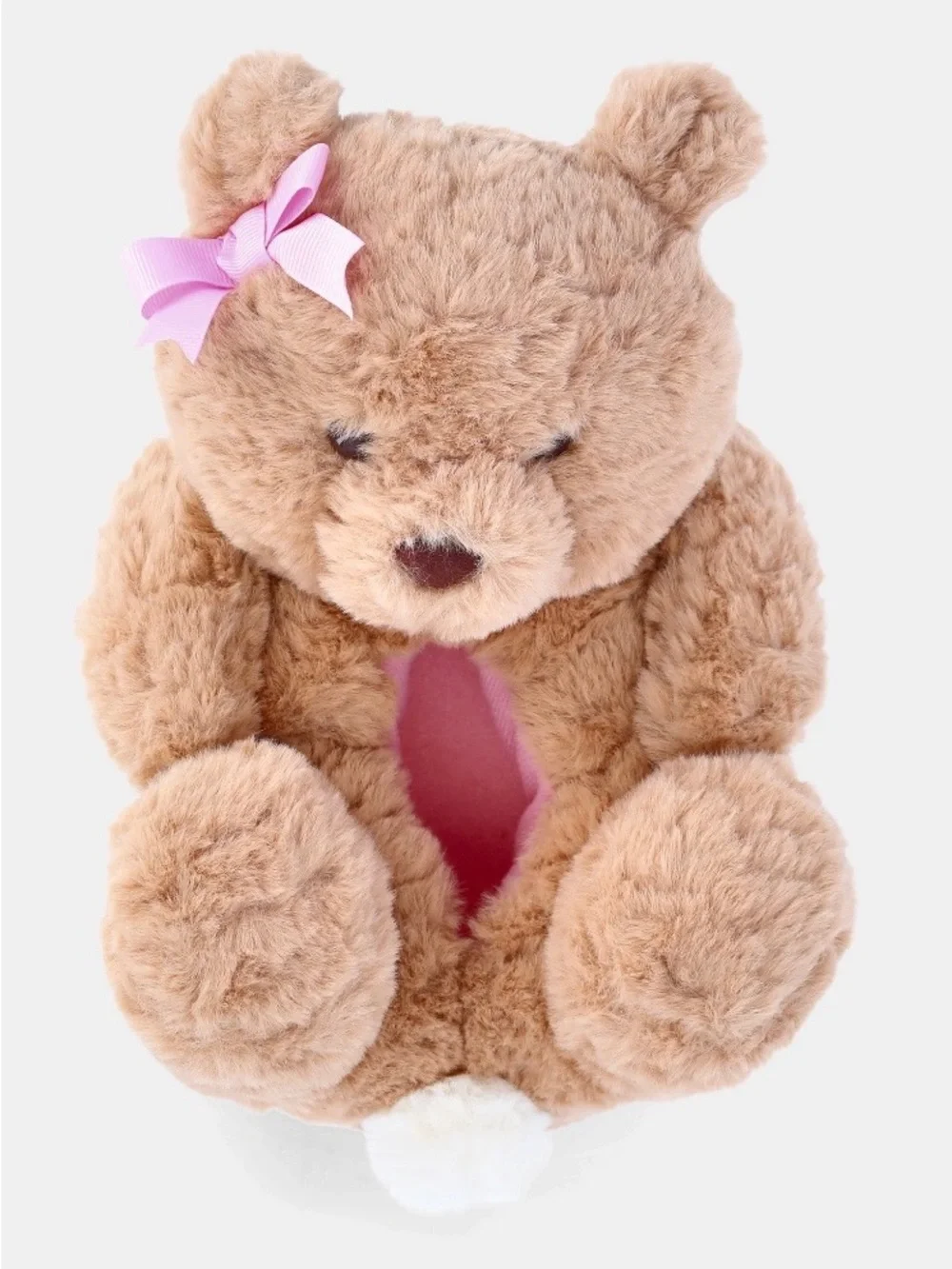 NEW WONDER NATION Plush Teddy Bear Slippers Tan Size 7 - 8 Toddler Girl’s